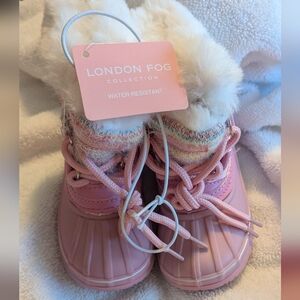 London Fog Kids Pink Faux-Fur Snow Boots
